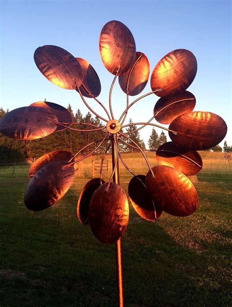 Kinetic Bronze Leaves Wind Sculpture Spinner Large Outdoor Modern Art Pinwheel • £163 05 Wind