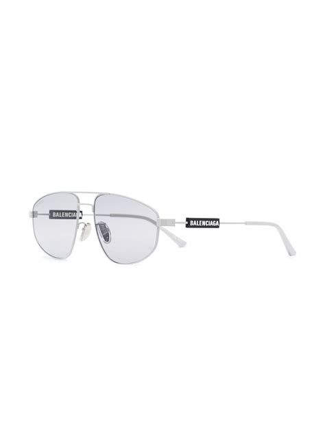 balenciaga double bridge pilot frame sunglasses in grey modesens
