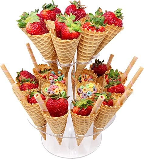Amazon Com Jusalpha Clear Acrylic Ice Cream Cone Sushi Hand Roll Stand Holder Christmas