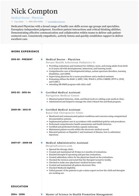 Medical Doctor Resume Samples And Templates Visualcv