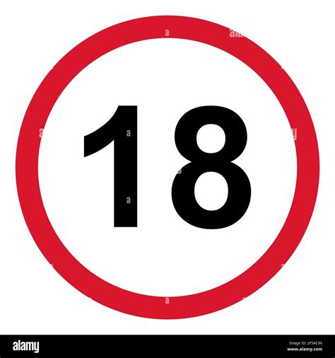 18 Restriction Flat Sign Isolated On White Background Age Limit Symbol No Under Eighteen Years