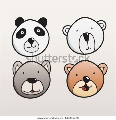 Set Cute Bear Faces Stock Vector Royalty Free 149385473 Shutterstock