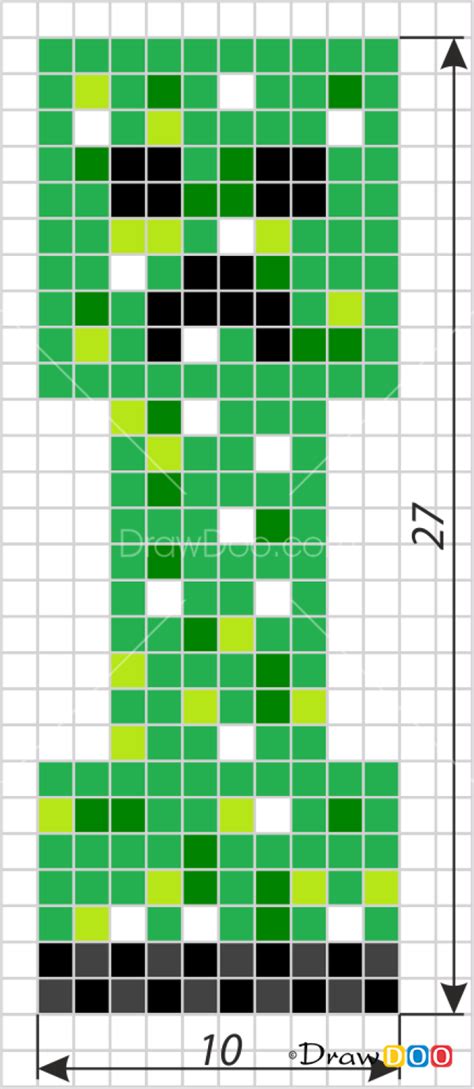 How To Draw Creeper Pixel Minecraft