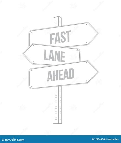 Fast Lane Ahead Multiple Destination Line Street Sign Stock