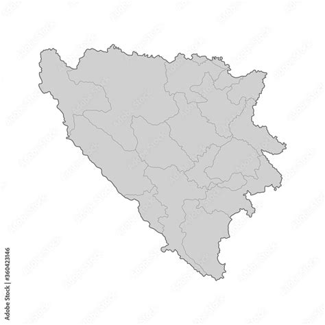 Map Of Bosnia And Herzegovina Divided To Regions Outline Map Vector