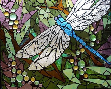 Mosaic Stained Glass Blue Dragonfly 5050 Glass Art By Catherine Van