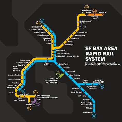San Francisco Bay Area Commuter Rail Transit Map On Behance