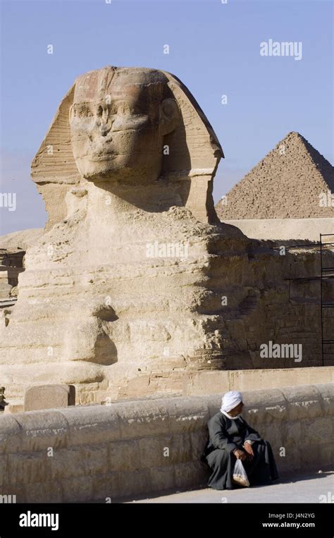 Ägypten Kairo Giseh Sphinx Chephren Pyramide Mann Stockfotografie