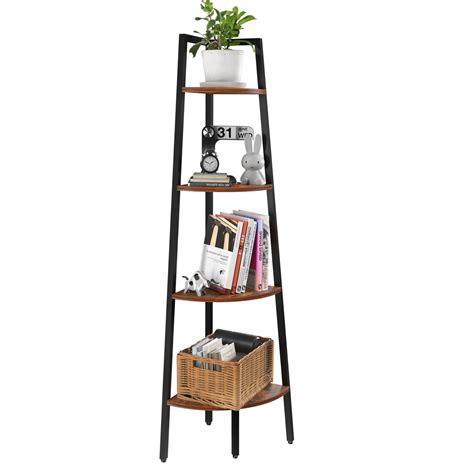 Buy Yoobure 4-Tier Corner Bookshelf with Metal Frame - Ladder Display
