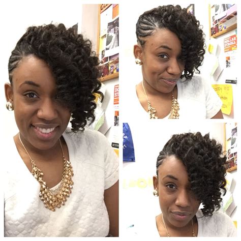 Braided Updo With Kanekalon Hair Crocheted And Curled To Create