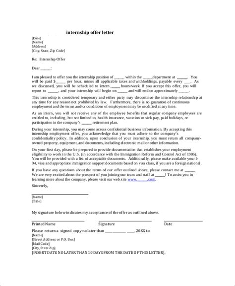 Free 10 Sample Internship Offer Letter Templates In Pdf Ms Word