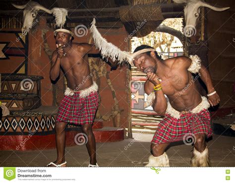 African Tribal Dance In Traditional Handmade Costumes