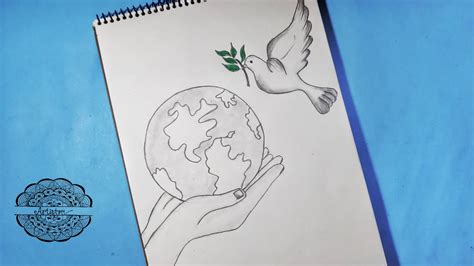 Peace Day Drawing With Pencil Sketch For Beginners How To Draw World