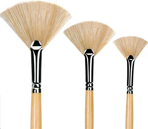 Artist Paint Brushes 3pcs Oil Professional Fan Brush Hog Hair