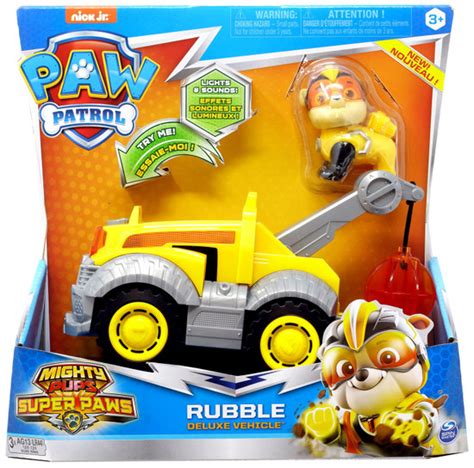 Paw Patrol Mighty Pups Super Paws Rubble Vehicle Figure Spin Master