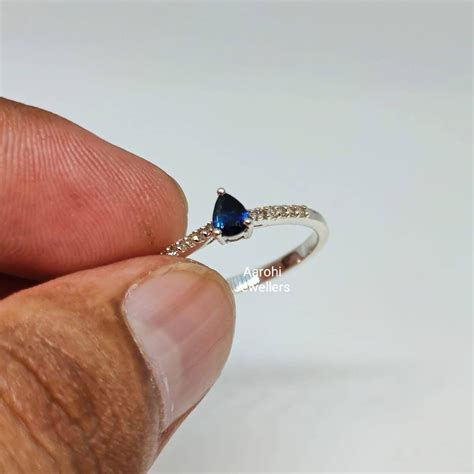 Vintage Blue Sapphire Silver Ring 925 Sterling Silver Ring Etsy