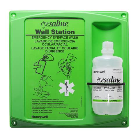 Quick instruction diagrams on the bottle & station confirm how to use the eyewash bottle. Eyesaline Eye Wash Station 16 Oz | MFASCO Health & Safety