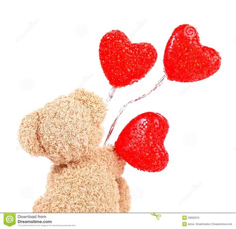 Ours De Nounours Avec Les Ballons Rouges Image Stock Image Du Ballons