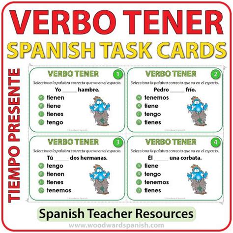 TENER Present Tense Spanish Task Cards Woodward Spanish