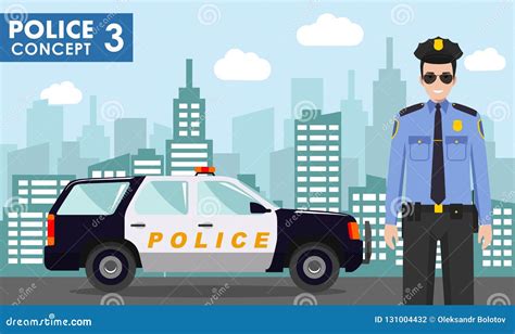 Police Concept Detailed Illustration Of Policeman On Background With