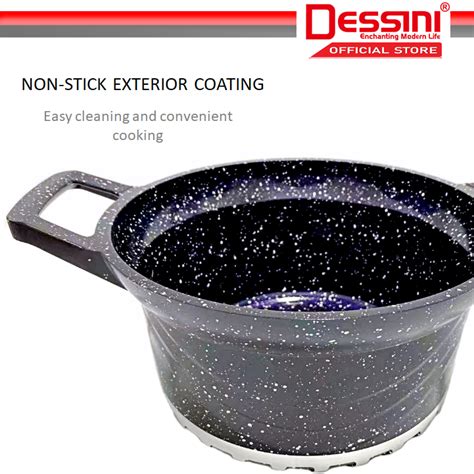 Dessini Italy Granite Aluminium Non Stick Casserole Pot Bowl Deep Fry