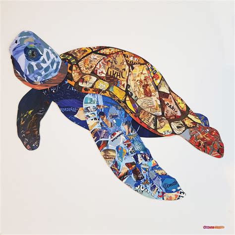 Turtle Collage Art On Behance Sea Life Art Aquatic Art Collage Art