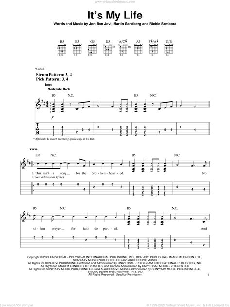 Its My Life Sheet Music For Guitar Solo Easy Tablature Pdf