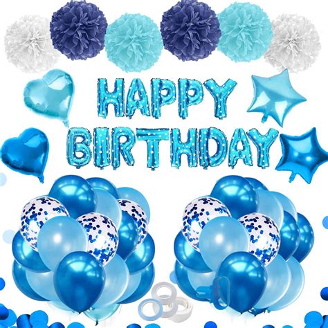 Buy Birthday Decorations Menblue Balloons For Boy Blue Happy Birthday