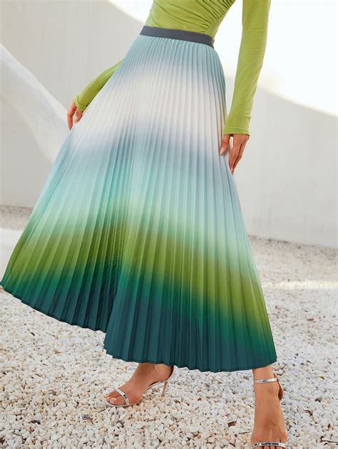 Shein Mulvari Ombre Elastic Waist Pleated Skirt Shein Usa