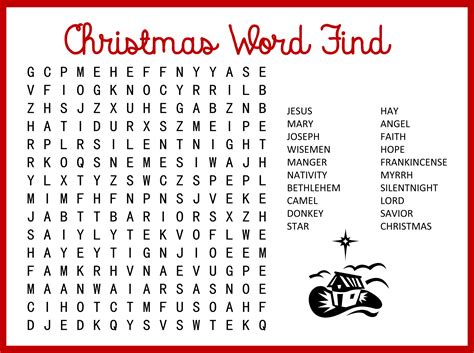 5 Best Hard Christmas Word Search Printable