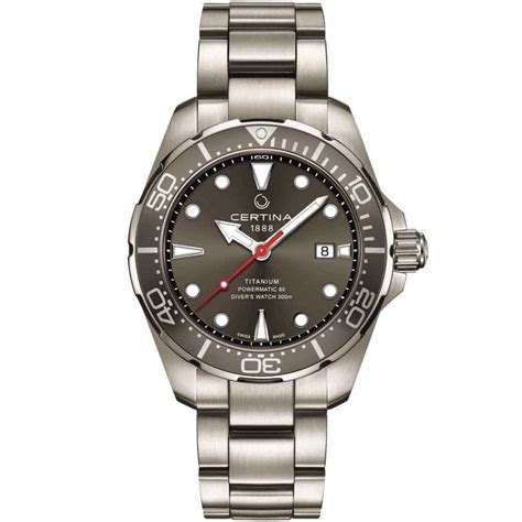 Certina Mens Titanium Ds Action Diver Powermatic 80 Watch Watches