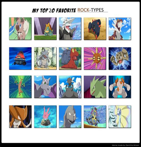 My Top 20 Favourite Rock Type Pokemon By Thetrainmrmenponyfan On Deviantart