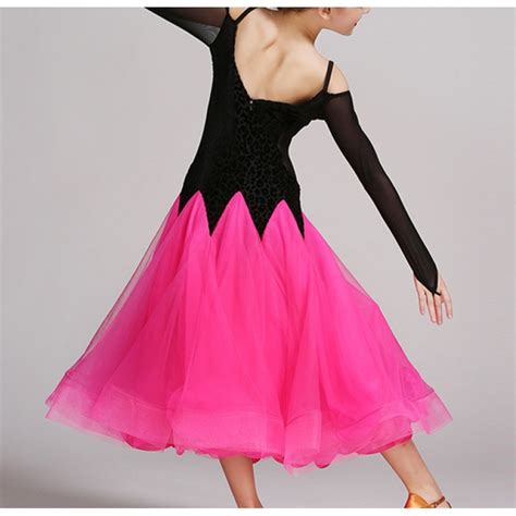 Pink Green Girls Modern Dance Costumes Kids Ballroom Dance Dresses