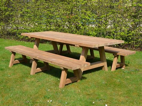 Wooden Garden Table And Bench Set Diy Large Outdoor Dining Table