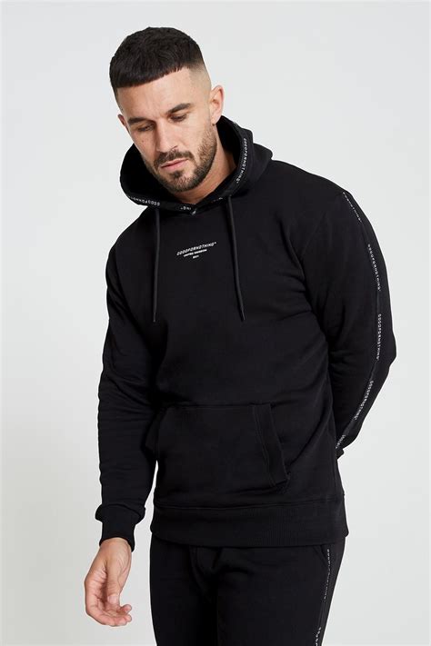Authentic Taped Black Hood Men From Good For Nothing Uk Hoodies Men