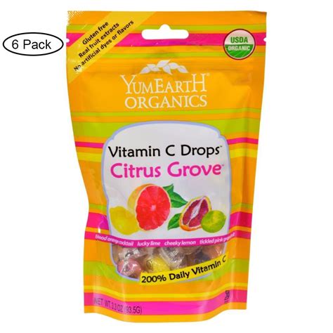 Yummy Earth Organic Vitamin C Drops Citrus Grove Case Of 6 33 Oz