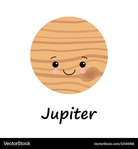 Cartoon Cute Jupiter Planet Isolated On White Vector Image