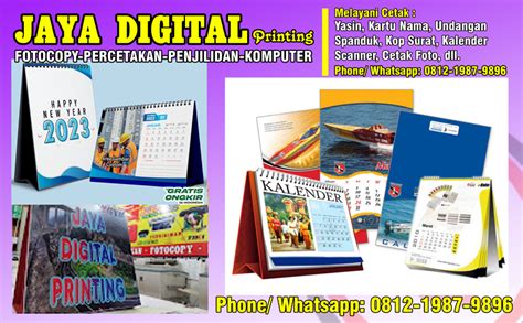 Cetak Kalender Murah Jaya Digital Printing Pusat Print Murah