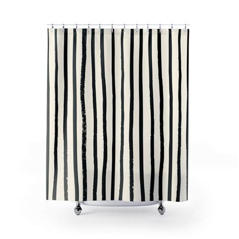 Black And White Stripes Shower Curtain Minimalist Chic Etsy