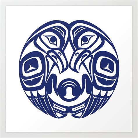 Double Raven Circle Pacific Northwest Formline Salish Haida Eagle Moon