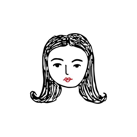 Premium Vector The Cute Face Of The Girl Doodle Is Drawn By Hands On