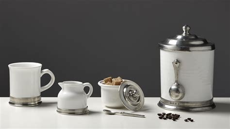 Kitchen Canister Grey And White Pewter And Ceramic Cm Ø16xh215 Lt 1