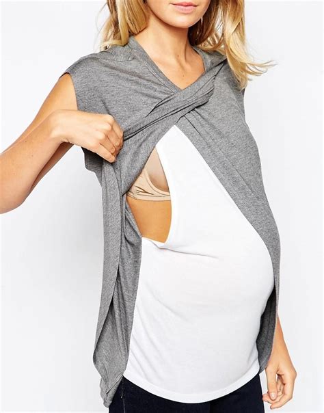 ASOS Maternity ASOS Maternity NURSING T Shirt With Wrap Overlay At