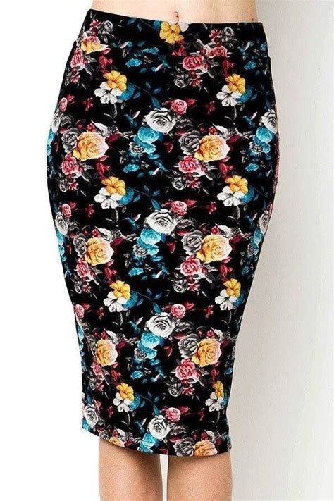 Multi Floral Print Pencil Skirt Plus•size Printed Pencil Skirt