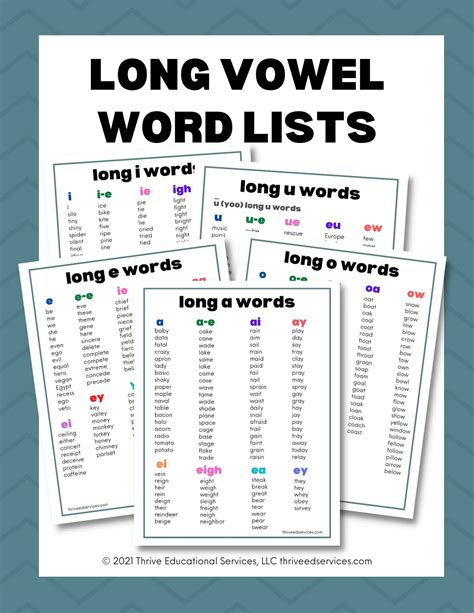 Phonics Word Lists Cheat Sheets For Short And Long Vowels Education