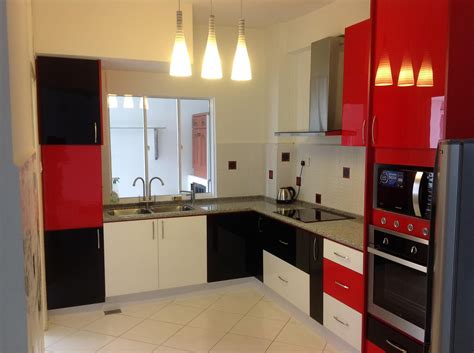 In stock & ready to ship. Kitchen cabinet at Bukit Antarabangsa Ampang. Red, black ...