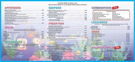 Menu At Blue Water Shrimp And Seafood Hilton Hawaiian Village Restaurant