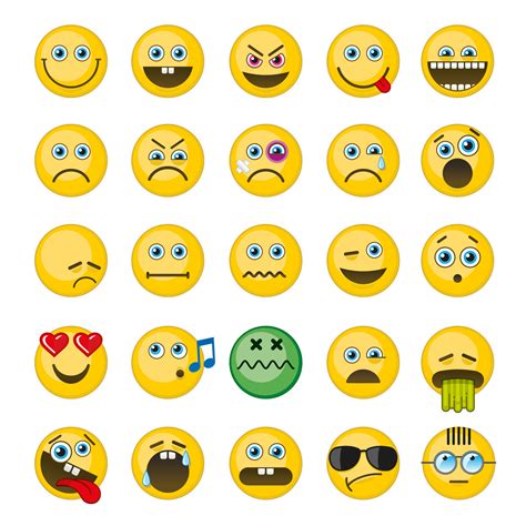 Emoji Emoticons Vector Icons Set By Microvector Thehungryjpeg