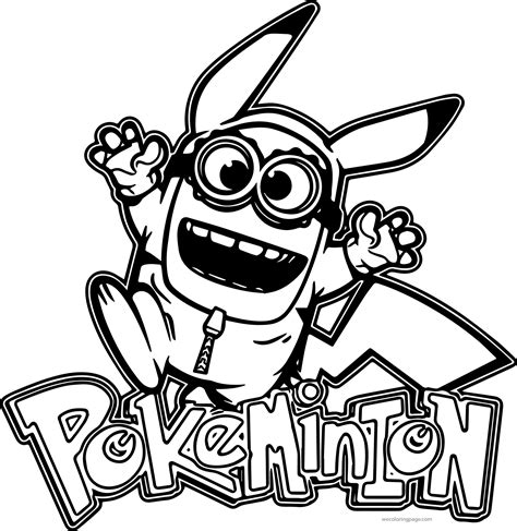 Friendly ghosts with skeletons and grave stones. Minion Pikachu Pokemon Coloring Page 02 | Pikachu coloring ...