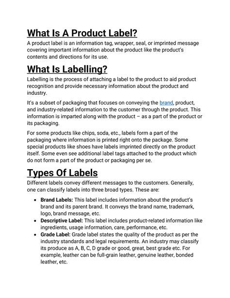 Solution Product Labelling Types And Components Studypool